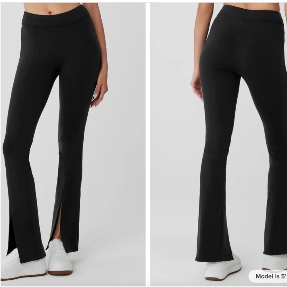 ALO High Rise Split Hem Flare Yoga Pants Black Size XS